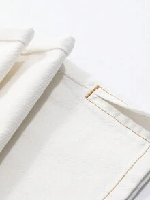 FRIFUL Jeans de pierna recta unicolor con bolsillo oblicuo - Blanco - Ver 5