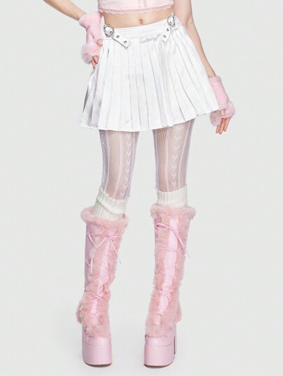 Kawaii Buckle Detail Pleated Skirt