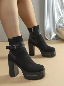 Tối giản Dày Bốt Cổ điển , Của phụ nữ Đen Đúng mốt Giày ống - màu đen - Xem 7