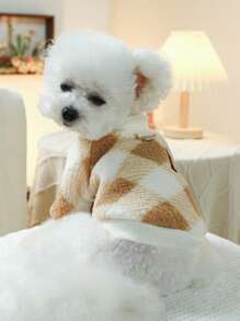 PETSIN 1 quần áo cho thú cưng dành cho chó và mèo, mùa thu và mùa đông mới, lót nhiệt, ấm áp, lông cừu, áo nỉ cổ tròn màu cà phê sữa, áo hoodie cho thú cưng - Nhiều màu - Xem 2