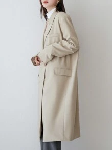 DAZY Blazer de doble botonadura de cuello con solapa - Caqui - Ver 5