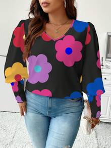 Celure Hơn In hoa Tay áo lồng đèn Áo sơ mi - Nhiều màu - Xem 6