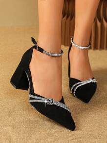 2025款尖头粗跟休闲女式时尚高跟鞋，优雅，适合派对穿着