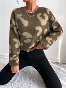 SHEIN Frenchy 圖形圖案落肩袖套頭毛衣 - 彩色 - 查看 4