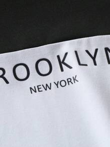 Manfinity Homme 男士字母圖案雙色T恤 - 黑與白 - 查看 5