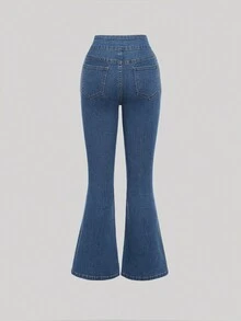 SHEIN Teen Girl Flare Leg Jeans - Dark Wash - View 2