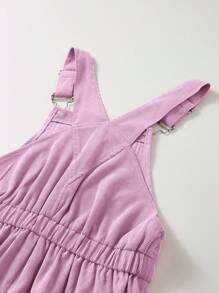 SHEIN Thiếu niên cô gái Chi tiết Patched thư quần ống rộng Quần yếm Without Tee - Màu tím - Xem 4