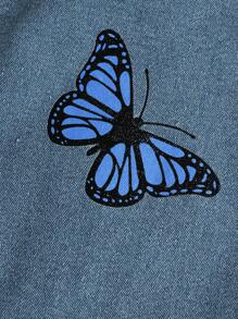 SHEIN Tween Girl Butterfly Print Ripped Flare Leg Jeans - Light Wash - View 3