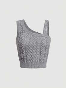 SHEIN MOD 1 chiếc áo đan dây vai bất đối xứng - Xám - Xem 1