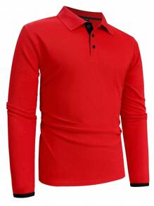 Manfinity Homme Nam Plus Khối màu Áo polo - Đỏ - Xem 7