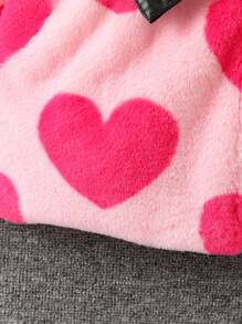 SHEIN Palton și pălărie cu brâu cu model de inimă pentru fete Tween, fără pulover - Multicolor - Vizualizare 4