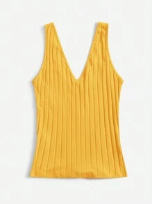 SHEIN Essnce Blusa de punto acanalado - Amarillo - Ver 3
