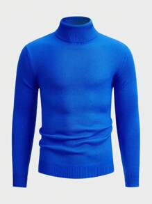 Manfinity NiteLyfe Men Solid Turtleneck Sweater - Blue - View 1