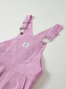 SHEIN Thiếu niên cô gái Chi tiết Patched thư quần ống rộng Quần yếm Without Tee - Màu tím - Xem 3