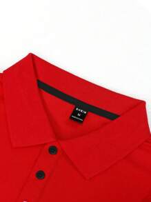 Manfinity Homme Nam Plus Khối màu Áo polo - Đỏ - Xem 6