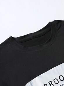 Manfinity Homme 男士字母圖案雙色T恤 - 黑與白 - 查看 6