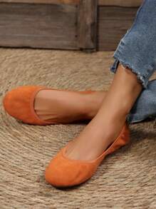 Women's Flat Ballet Dance Shoes - Orange - View 1
