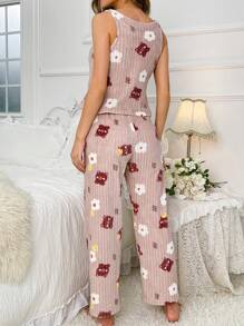 Floral Print PJ Set - Multicolor - View 2