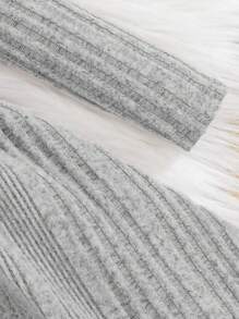 SHEIN Baby Girl Turtleneck Ribbed Knit Flare Hem Dress - Light Grey - View 3