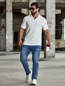 Manfinity Homme Men Solid Polo Shirt - White - View 3