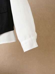 男大童1入組前蝴蝶結雙排釦二合一襯衫 - 黑色 - 查看 6