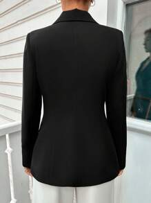 EURMUSE Peak Collar Single Button Blazer - Black - View 2