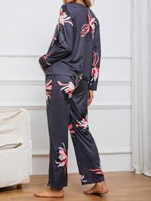 孕婦熱帶圖案前紐扣睡衣套裝 - 彩色 - 查看 2