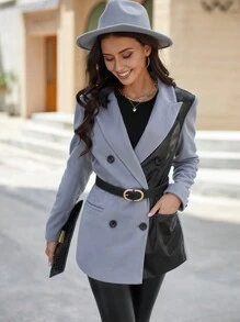 SHEIN Clasi Hai âm Đôi ngực Áo vest - Nhiều màu - Xem 3