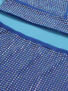 Rhinestone Halter Top & Bodycon Skirt - Blue - View 4