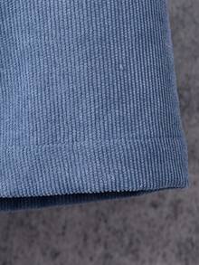 Tween Boy 1pc Pocket Patched Hooded Shirt - Dusty Blue - View 6