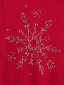 SHEIN Tween Girl Turtleneck Graphic Pattern Ruffle Hem Sweater Dress - Red - View 6