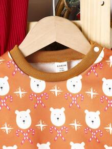 Boys Cartoon Graphic Contrast Trim Sweatshirt - Khaki - View 6