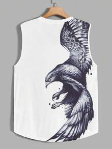 Manfinity LEGND Hombres Top tank con estampado de águila - Blanco - Ver 2