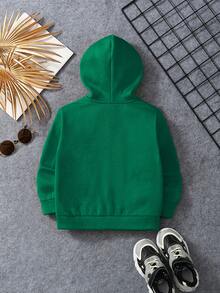 SHEIN Young Boy Spider Web Print Zip Up Sweatshirt - Green - View 2