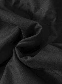 SHEIN Tween Girl Leopard Print Teddy Lined Drawstring Waist Coat - Black - View 4