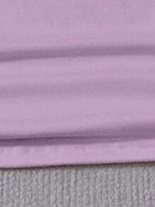 SHEIN Tween Girls Solid Ruched Side Tied Hem Crop Tee - Purple - View 7