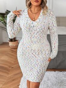 SHEIN Clasi 大碼段染毛衣洋裝 - 白色 - 查看 4