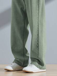 Manfinity EMRG Men Slant Pocket Straight Leg Jeans - Army Green - View 6