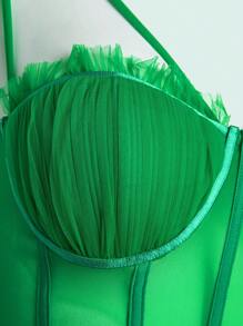 Hauture Váy Bodycon xếp nếp bằng vải lưới - màu xanh lá - Xem 6