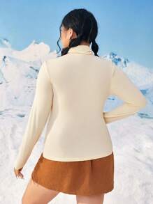 We Bare Bears X SHEIN Hơn Đồ họa Hoạt hình Cổ giả Áo thun - Màu be - Xem 2