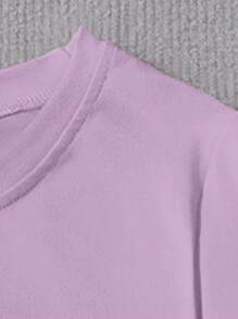 SHEIN Tween Girls Solid Ruched Side Tied Hem Crop Tee - Purple - View 3