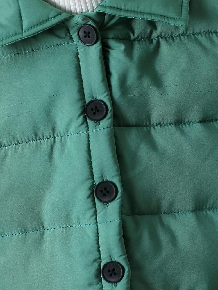 Young Boy 1pc Snap Button Front Padded Coat & Hat