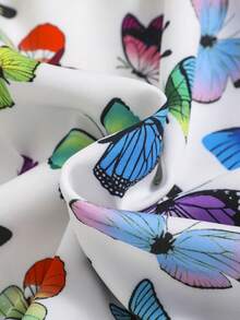 SHEIN Tween Girl Butterfly Print Flare Sleeve Dress