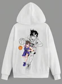 SHEIN 青少年男孩卡通图案卫衣 - 白色 - 查看 1