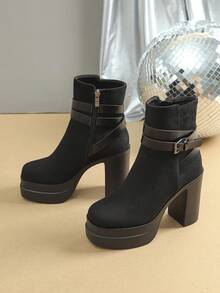 Tối giản Dày Bốt Cổ điển , Của phụ nữ Đen Đúng mốt Giày ống - màu đen - Xem 5