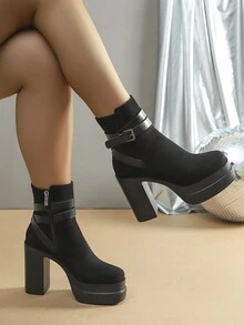 Tối giản Dày Bốt Cổ điển , Của phụ nữ Đen Đúng mốt Giày ống - màu đen - Xem 6