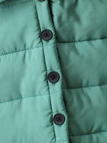 Young Boy 1pc Snap Button Front Padded Coat & Hat - Green - View 6