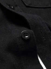 Manfinity LEGND Men Butterfly & Slogan Graphic Denim Shirt - Black - View 4