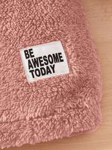 SHEIN Baby Girl Letter Patched Detail Teddy Sweatshirt Dress - Pink - View 4