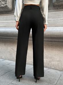 EURMUSE 素色斜口袋直筒西裝褲